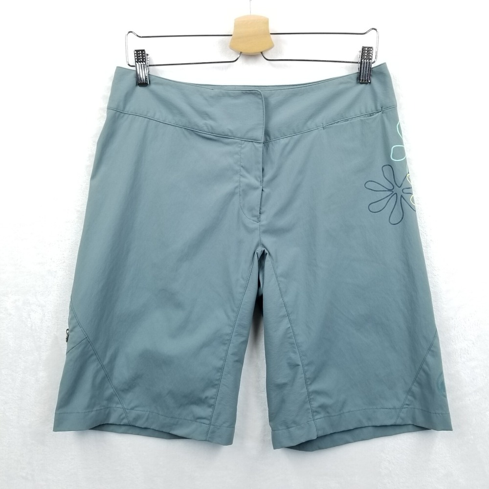 Mammut Shorts Women 8 Blue Stretch Floral Performance Hiking Trek Trail‎